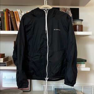 Columbia Fleece Lined Windbreaker Hoodie Boys XL Black Great Condition!